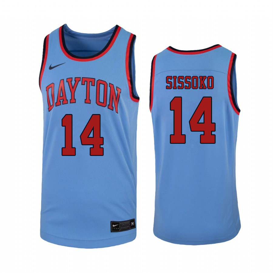 Men #14 Moulaye Sissoko Dayton Flyers College Basketball Jerseys Sale-Light Blue